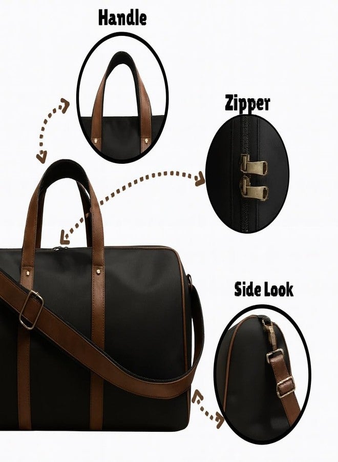ACORMEK Duffle Bag | Stylish Travel Bag for Men & Women |Polyester Travel Duffle Bag Detachable Shoulder Strap with Zip Compartment (Black) - Image 2